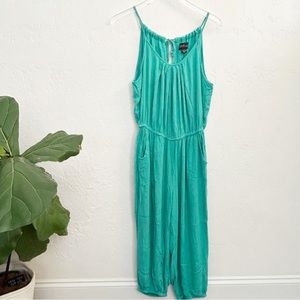 Love Boho Teal Capri Jumpsuit in Size Large
